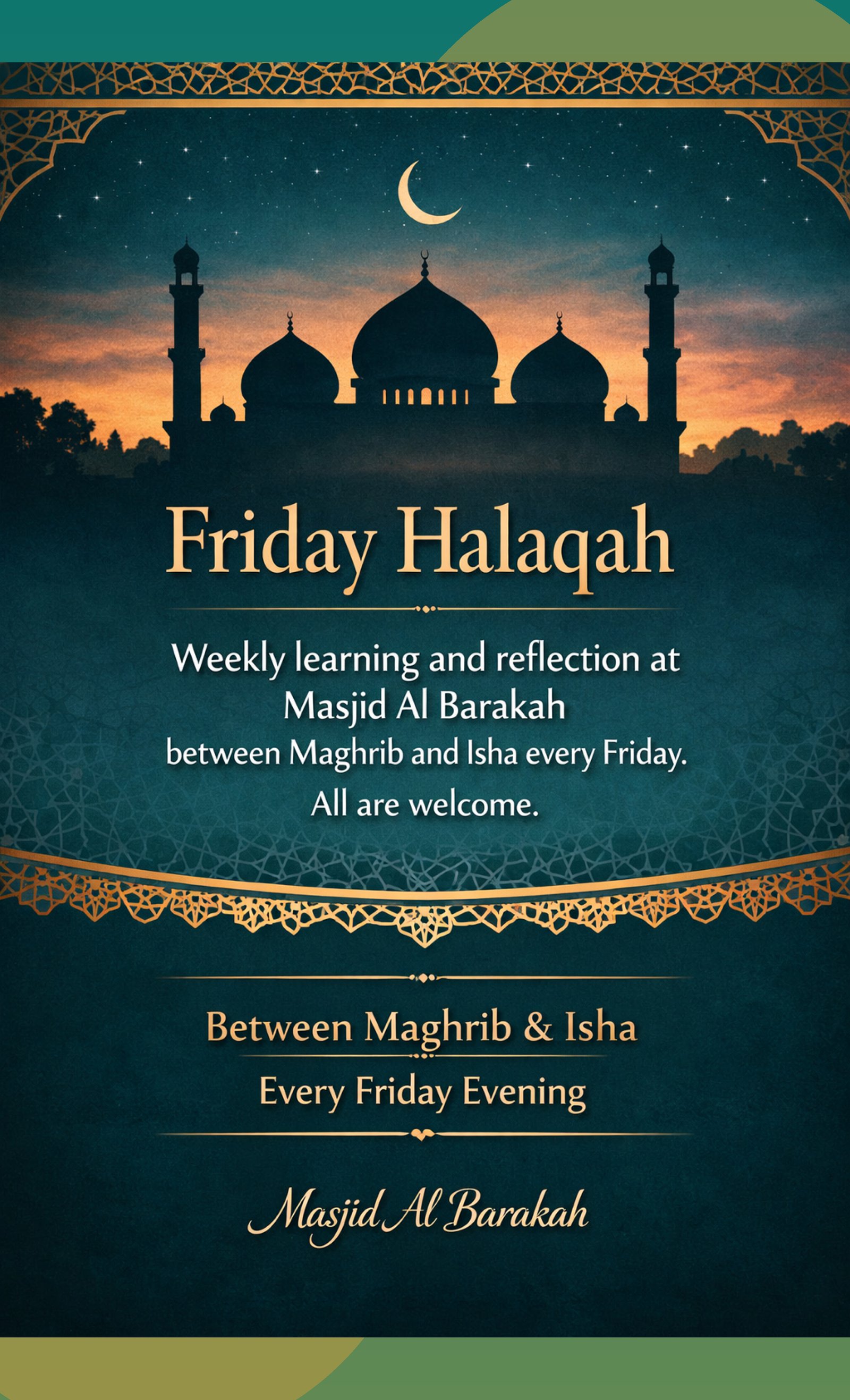 Friday Halaqah — Masjid Al Barakah poster